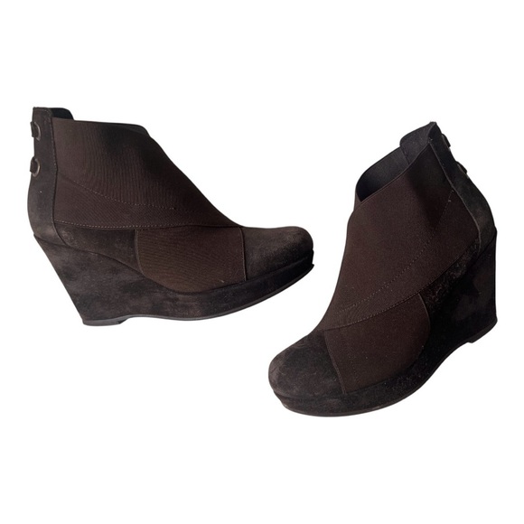 Browns Velour 175 Bis Marron Wedge Boots EU 37 - Picture 1 of 7